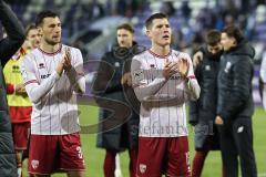 3. Liga; Erzgebirge Aue - FC Ingolstadt 04; nach dem Spiel Spieler bedanken sich bei den Fans Unentschieden Remis  2:2 Lukas Fröde (34, FCI) Jonas Scholz (15, FCI)