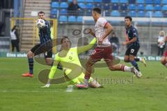 3. Liga - Saison 2025/26 - Waldhof Mannheim  -  FC Ingolstadt 04 - Marcel Costly (Nr.22 - FC Ingolstadt 04) - Torwart Thijmen Nijhuis (Nr.1 - Waldhof Mannheim) der 0:1 Führungstreffer - jubel - Foto: Meyer Jürgen