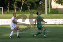 Landesliga - Saison 2024/25 - SV Manching - SV Cosmos Aystetten - Stefan Müller (Nr.7 - SV Manching) - Nikolas Brummer weiss Aystetten - Foto: Meyer Jürgen