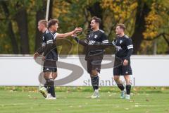 Bezirksliga - Saison 2025/26 - TSV Ober./Unterhaunstadt -  TSV Gaimersheim - Der 0:1 Führungstreffer durch Domenic Raimann (Nr.26 - TSV Gaimersheim) - Ali Cakmakci Torwart Ober/Unterh.stadt - jubel - Luca Mancini (Nr.21 - TSV Gaimersheim) - Foto: Meyer Jü