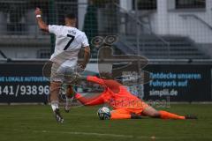 Bezirksliga - Saison 2025/26 - FC Gerolfing - DJK München - Torwart Michael Oblinger (Nr.1 - FC Gerolfing) - Berkan Altug weiss München - Foto: Meyer Jürgen