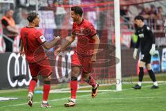 3. Liga; FC Ingolstadt 04 - Erzgebirge Aue; Tor Jubel Treffer Fredrik Carlsen (8, FCI) Yann Sturm (7, FCI) Torwart Lord Louis (22 Aue)