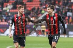 3. Liga; FC Ingolstadt 04 - Erzgebirge Aue; Tor Jubel Treffer 1:0 Max Besuschkow (17, FCI) Sebastian Grönning (11, FCI)