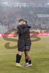 3. Liga; SSV Jahn Regensburg - FC Ingolstadt 04; Tor Jubel Treffer 0:3 Marcel Costly (22, FCI) mit Julian Kügel (29, FCI)