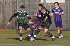 Freundschaftsspiel - Saison 2025/26- TSV Gaimersheim - VFR Neuburg - Frederic Wytopil lila Neuburg - Dennis Hüttinger (Nr.7 - TSV Gaimersheim) links - Quendrim Hoti (Nr.4 - TSV Gaimersheim) rechts - Foto: Meyer Jürgen