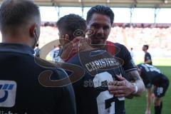 3. Liga - Saison 2024/25 - FC Ingolstadt 04 - SV Wehen Wiesbaden - Pascal Testroet (Nr.37 - FCI) wird ausgewechselt - Gustav Christensen (Nr.24 - FCI) Foto: Meyer Jürgen