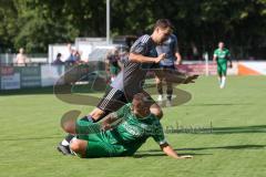 Bezirksliga - Saison 2024/25 - FC Gerolfing - SpVgg Feldmoching - Stefan Hoffmann (Nr.8 - FC Gerolfing) - Alexander Tolikin grau Feldmoching - Foto: Meyer Jürgen