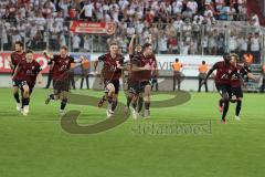 Toto-Pokal - Saison 2023/2024 - FC Ingolstadt 04 - Jahn Regensburg - Elmeterschießen gewonnen - jubel - Torwart Marius  Funk (Nr.1 - FCI) hält den Elfmeter - Foto: Meyer Jürgen