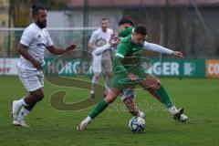 Bezirksliga - Saison 2025/26 - FC Gerolfing - DJK München - Donat Bashota (Nr.24 - FC Gerolfing) - Dennis Appiiah weiss München links - Mustafa Yemin weiss München - Foto: Meyer Jürgen
