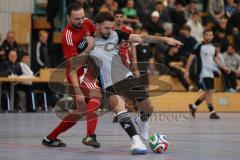 Lotto Bayern Hallencup - Saison 2024/25 - Türkisch SV Ingolstadt - TSV Ober./Unterhaunstadt- Nikola Kamenjasevic grau Ober./Unterhaunstadt  - Onur Keskin rot Türkisch - Foto: Meyer Jürgen