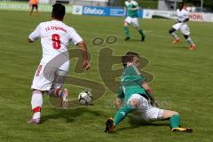 Landesliga SüdOst Fußball - FC Gerolfing - FC Ergolding - Dormeier Florian #15 grün Gerolfing - Attieh Ali #9 weiß Ergolding - Foto: Jürgen Meyer