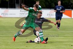 Landesliga Süd-Ost - FC Gerolfing - SV Manching - Beiz Wlad #14 grün FC Gerolfing - Ziegler Nico #3 blau SV Manching - Foto: Jürgen Meyer