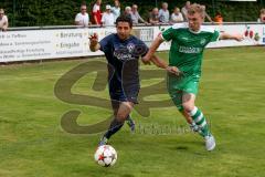 Landesliga Süd-Ost - FC Gerolfing - SV Manching - El-Mahmod Azad #5 blau SV Manching - Kellner Stefan #17 grün FC Gerolfing - Foto: Jürgen Meyer