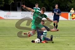 Landesliga Süd-Ost - FC Gerolfing - SV Manching - Beiz Wlad #14 grün FC Gerolfing - Ziegler Nico #3 blau SV Manching - Foto: Jürgen Meyer