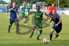 Landesliga Süd-Ost - FC Gerolfing - SV Manching - Robinson Adrian #19 grün FC Gerolfing - Frank Thomas #2 blau SV Manching - Foto: Jürgen Meyer