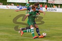 Landesliga Süd-Ost - FC Gerolfing - SV Manching - Beiz Wlad #14 grün CF Gerolfing - Dmitrovic Aleksandar #13 blau SV Manching - Foto: Jürgen Meyer