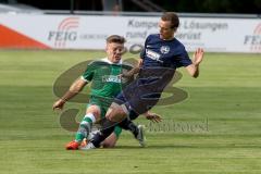 Landesliga Süd-Ost - FC Gerolfing - SV Manching - Graßl Sebastian #8 grün FC Gerolfing - Frank Thomas #2 blau SV Manching - Foto: Jürgen Meyer