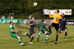 Landesliga Süd-Ost - FC Gerolfing - SV Manching - Frank Thomas #2 blau SV Manching - Robinson Adrian #19 grün rechts FC Gerolfing - Geisler Thomas Torwart SV Manching - Foto: Jürgen Meyer