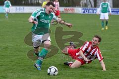 FC Gerolfing II - TSV Kösching II - Kunz Florian (#9 Gerolfing) - Hettele Sebastian (#4 Kösching rot) - Foto: Jürgen Meyer