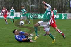 FC Gerolfing II - TSV Kösching II - Nissi Johannes (#5 Gerolfing grün) - Mayer Andreas (Torwart Kösching) - Foto: Jürgen Meyer