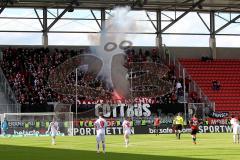 FC Ingolstadt 04 - FC Energie Cottbus - Bengalisches Feuer in der Fankurve von Cottbus - Foto: Jürgen Meyer