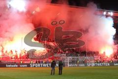 2. BL  - Saison 2013/2014 - FC Ingolstadt 04 - 1.FC Kaiserslautern - Kaiserslautern Fans mit Pyro