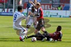 2. BL - Saison 2014/2015 - FC Ingolstadt 04 - Karlsruher SC - Tobias Levels (FC Ingolstadt 04) - Roger de Oliveira Bernardo (#8 FC Ingolstadt 04) -