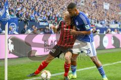 1. BL - Saison 2015/2016 - Schalke 04 - FC Ingolstadt 04 - Tobias Levels (#28 FC Ingolstadt 04) - Dennis Aogo (15, Schalke) -   Foto: Jürgen Meyer
