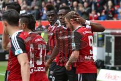 1. Bundesliga - Fußball - FC Ingolstadt 04 - Hannover 96 - Moritz Hartmann (9, FCI) köpft zum 2:0 Tor, Jubel, 10. Saisontor, Roger de Oliveira Bernardo (8, FCI)