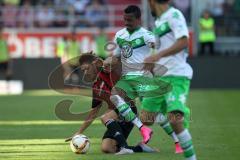 1. Bundesliga - Fußball - FC Ingolstadt 04 - VfL Wolfsburg -  Mathew Leckie (7, FCI) wird von Luiz Gustavo (Wolfsburg 22) gefoult