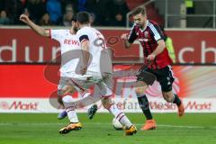 1. BL - Saison 2015/2016 - FC Ingolstadt 04 - 1. FC Köln - Lukas Hinterseer (#16 FC Ingolstadt 04) - Dominic Maroh (#5 Köln) - Foto: Meyer Jürgen