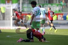 1. Bundesliga - Fußball - FC Ingolstadt 04 - VfL Wolfsburg -  Moritz Hartmann (9, FCI) bleibt liegen, Dante Bonfim Costa Santos (Wolfsburg 18)