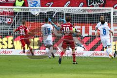 1. BL - Saison 2016/2017 - FC Ingolstadt 04 - TSG 1899 Hoffenheim - Lukas Hinterseer (#16 FCI) mit einem Schuss auf das Tor - Foto: Meyer Jürgen