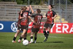 DFB—Pokal 1. Hauptrunde -  Saison 2026/27  - FC Ingolstadt 04 Frauen - 1. FSV Mainz 05 - Der 1:0 Führungstreffer durch Stefanie Reischmann (Nr.24 - FCI Frauen) - jubel - Jenny Beyer (Nr.8 - FCI Frauen) - Teresa Fritzberg (Nr.26 - FCI Frauen) - Foto: Meyer