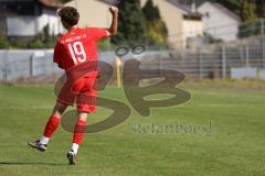 Bayernliga Nord - Saison 2023/2024 - FC Ingolstadt 04 - FC Coburg - Deer 1:0 Führungstreffer durch Leon Nuhanovic rot FCI - jubel - Foto: Meyer Jürgen