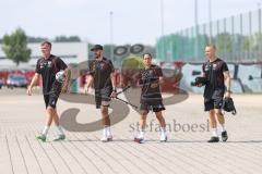 3. Liga; FC Ingolstadt 04 - Trainingsauftakt nach Sommerpause; Neuzugang Torwart-Trainer Alexander Kunze (FCI) Athletik-Trainer Rafael Lopez (FCI) Cheftrainerin Sabrina Wittmann (FCI) Spielanalyst Yannick Schmidt (FCI)