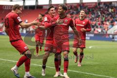 3. Liga; FC Ingolstadt 04 - SV Waldhof Mannheim; Yann Sturm (7, FCI) drittes Tor, Tor Jubel Treffer Emre Gül (5, FCI) Jasper Maljojoki (23, FCI)