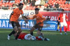 2024_1_20 - 3. Liga - Saison 2023/24 - HallescherFC - FC Ingolstadt 04 -  - Lukas Fröde (Nr.34 - FC Ingolstadt 04) - Zeitler Deniz (Nr. 38 - FC Ingolstadt 04) - Foto: Meyer Jürgen