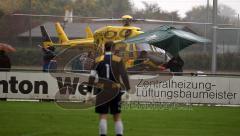 FC Gerolfing - FC Unterföhring - Hubschrauber Einsatz wegen einem Radfahrer-Unfall während des Spiels