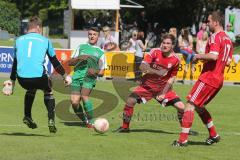 Kreisklasse - SV Manching II - TSV Hohenwart - Matthias Reichel zieht ab, leider daneben, Michael Petz (TSV) pariert