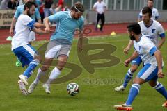 Kreisliga - DJK Ingolstadt - FC Hepberg - Van den Berg Jan (blau DJK Ingolstadt) - Akdeniz Ömer (links weiss Hepberg) - Özata Muhammed (rechts weiss Hepberg) -  Foto: Jürgen Meyer