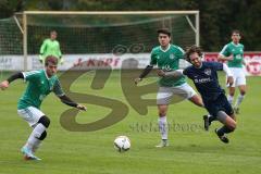 Landesliga Südost 2015/2016 - SV Manching - TuS Holzkirchen - links Wolfgang Sappl (TuS) und rechts wird Nico Ziegler (SV) gefoult, Angriff Zweikampf