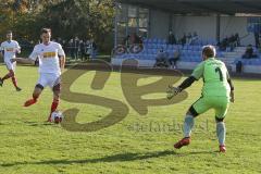 Liga Pokal Kreisliga  - TSV Ober/Unterhaunstadt - SV Kasing -  Nikita Müller weiss Kasing trifft zum 1:2 Führungstreffer -  Daniel Mula Torwart Ober/Unterhaunstadt - Foto: Jürgen Meyer