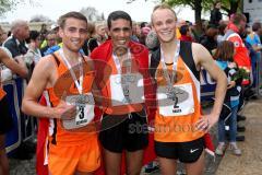 ODLO - Halbmarathon Ingolstadt 2015 - Said Azouzi (Aaart Marocco) mitte - Hagen Brosius rechts MTV 1881 Ingolstadt - links Markus Stöhr MTV 1881 Ingolstadt - Foto: Jürgen Meyer