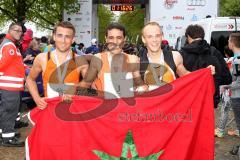 ODLO - Halbmarathon Ingolstadt 2015 - Said Azouzi (Aaart Marocco) mitte - Hagen Brosius rechts MTV 1881 Ingolstadt - links Markus Stöhr MTV 1881 Ingolstadt - Foto: Jürgen Meyer