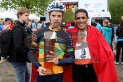 ODLO - Halbmarathon Ingolstadt 2015 - Sieger Said Azouzi (Aaart Marocco) rechts mit 1:07:02 - Foto: Jürgen Meyer