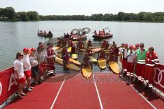 Triathlon Ingolstadt 2015 - Baggersee - Wasseraussteig - Wasserwacht Aufstellung