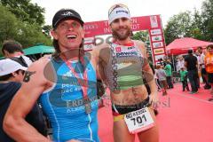 Triathlon Ingolstadt 2014 - Baggersee - Zweiter Christian Bader und Sieger Faris Al Sultan