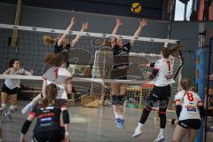 Bayernliga - Volleyball Frauen - Saison 2026/27 - MTV Ingolstadt - Niederviehbach  - Babic Katharina schwarz MTV Ing rechts - Geelink - Bongert Lisa schwarz MTV Ing links- Foto: Meyer Jürgen